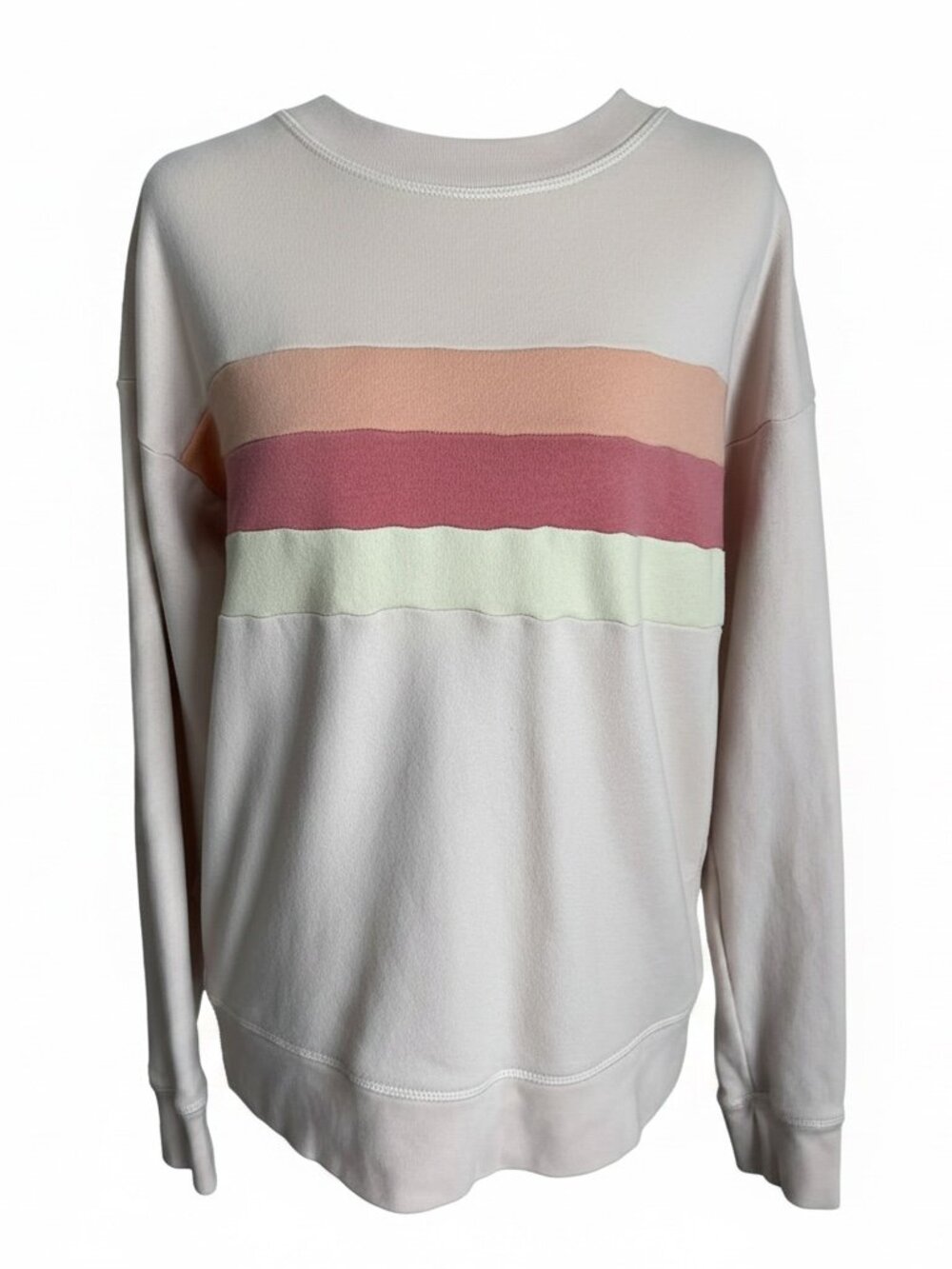 American Eagle Pastel Colorblock Striped Crewneck Sweatshirt - Size S